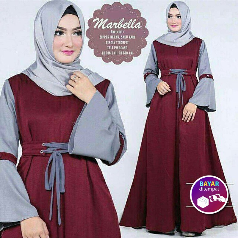 MARBELLA DRESS MAXI Promo gamis balotelli Fashion muslim Baju wanita modis /nonihijab/wickycollction--MAROON