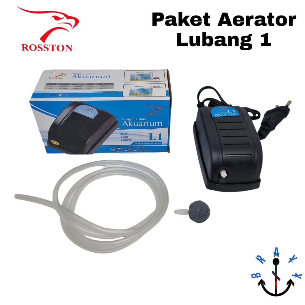 Pompa aerator Gelembung Air Pump Aquarium Paket Lengkap Lubang 1