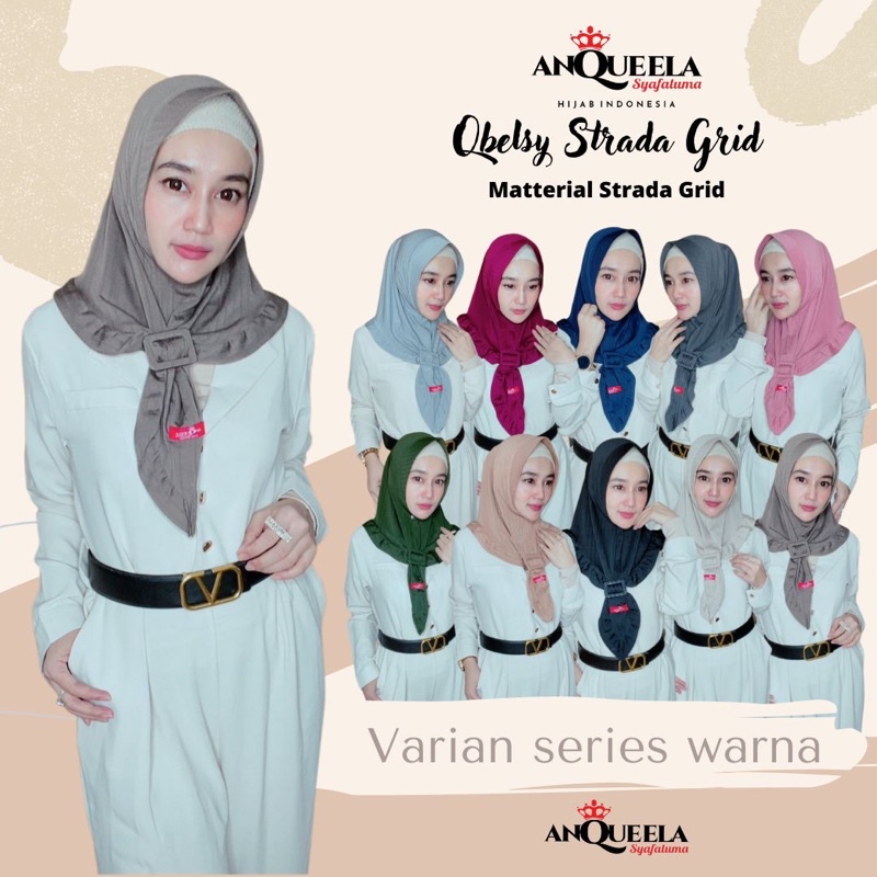 ANQUEELA | Hijab Instan Ring Qbelsy strada grid