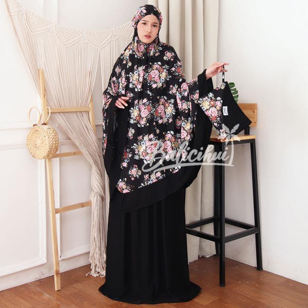 Balicihui Mukena Nadia Hitam 2 Mukena Bali Jumbo Mukena Bali Dewasa Mukena Dewasa Jumbo by Balicihui