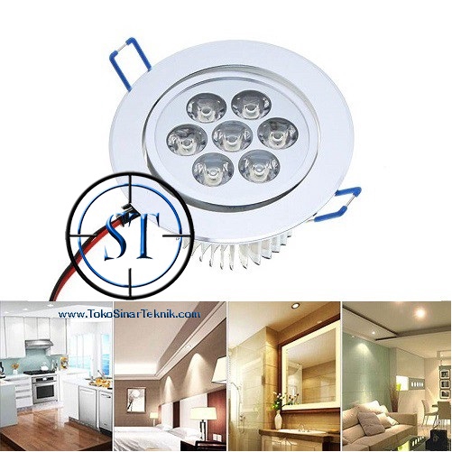 LAMPU SOROT LED WHITE/WARM WHITE 7 WATT DOWNLIGHT BOHLAM 7 Mata Lampu Plafon Rumah Gedung Apartement