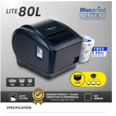 Printer thermal blueprint wired Lan rj45 rj11 Usb B 2.0 80mm for receipt cashier ticket parking toll edc bp-lite 80L lite80L