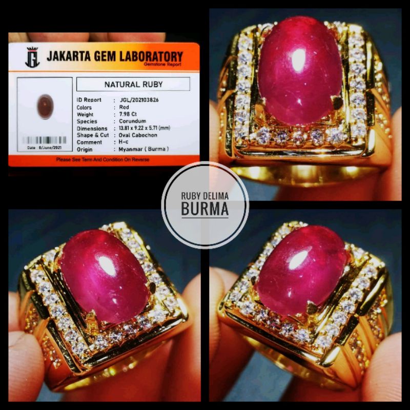 NATURAL RUBY BURMA PIGEON BLODD + MEMO LAB