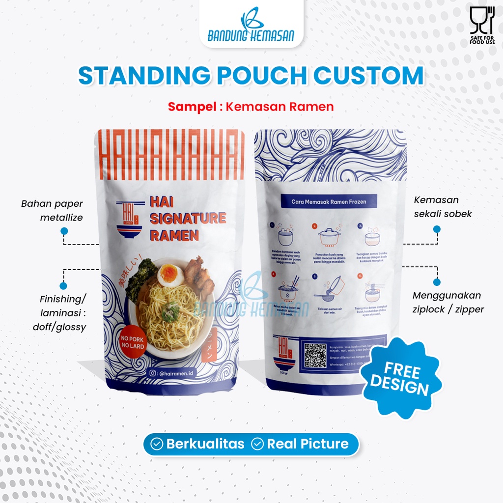 

Cetak Plastik Kemasan Standing Pouch Custom Makanan Ringan Bungkus Wadah Snack Pelastik Full Printing Klip Ziplock Zipper Alumunium Foil