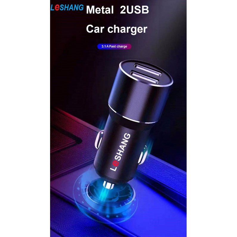 LeSHANG Car Charger Colokan Mobil 2 Ports 3.1A Black LS-C01