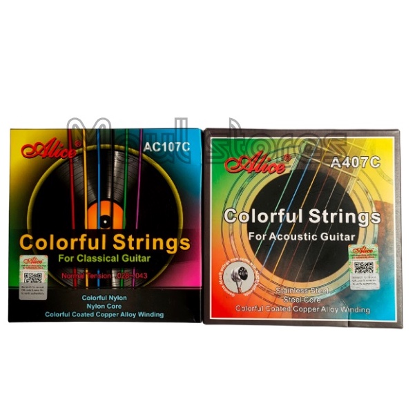 Senar Gitar Akustik Klasik Nylon Alice AC107C A407C Pelangi Rainbow Original