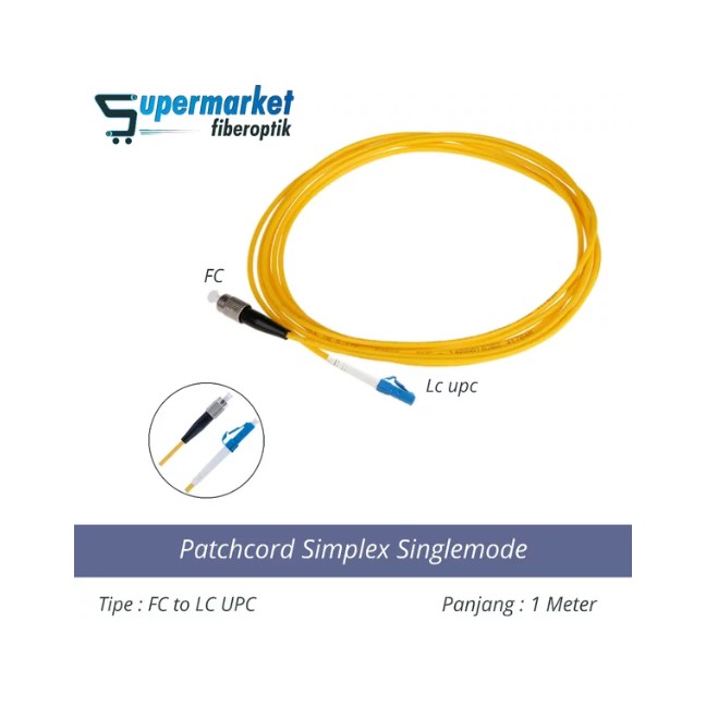 Patchcord Fiber Optik Simplex SM FC to LC UPC Panjang 1 Meter