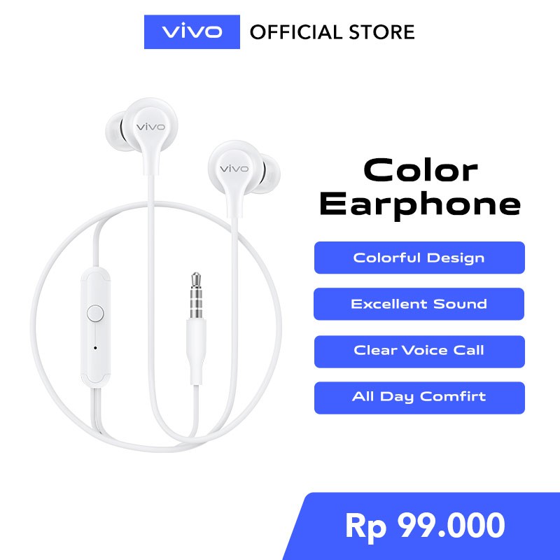 vivo Color Earphone Original [Suara HD Berkualitas, Suara Telpon Jernih] - Garansi Resmi 6 Bulan-5