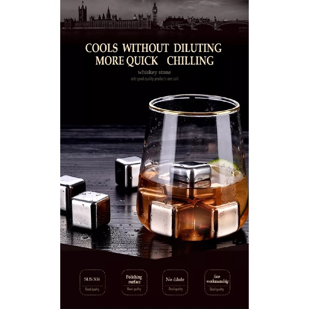 SSGP Stainless Steel Reusable Ice Cube Set - Es Batu Unik Elegan Lengkap Dengan Capitan Es Batu