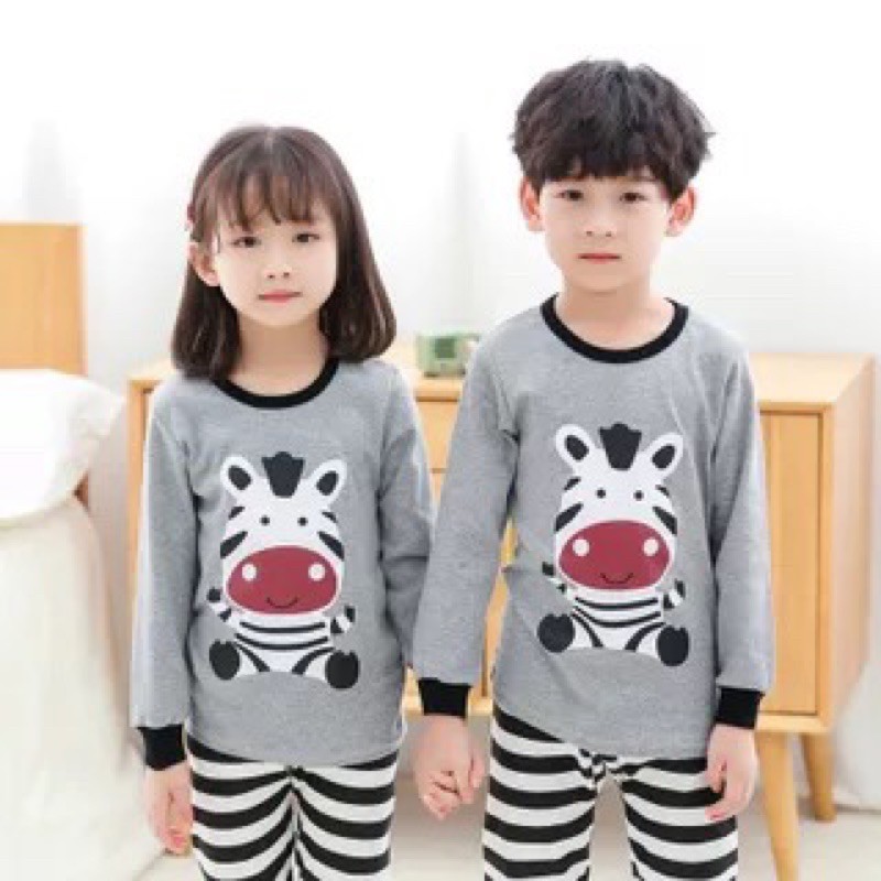 Piyama tidur anak, Setelan baju celana tidur anak cowok cewek elmo, brown import