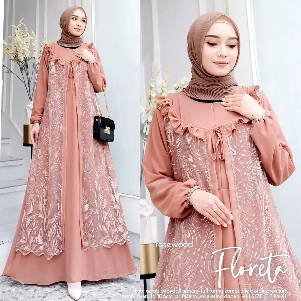 Gamis Maxy Floreta l Gamis Muslim Wanita Kondangan l 4 Varian Warna Cantik