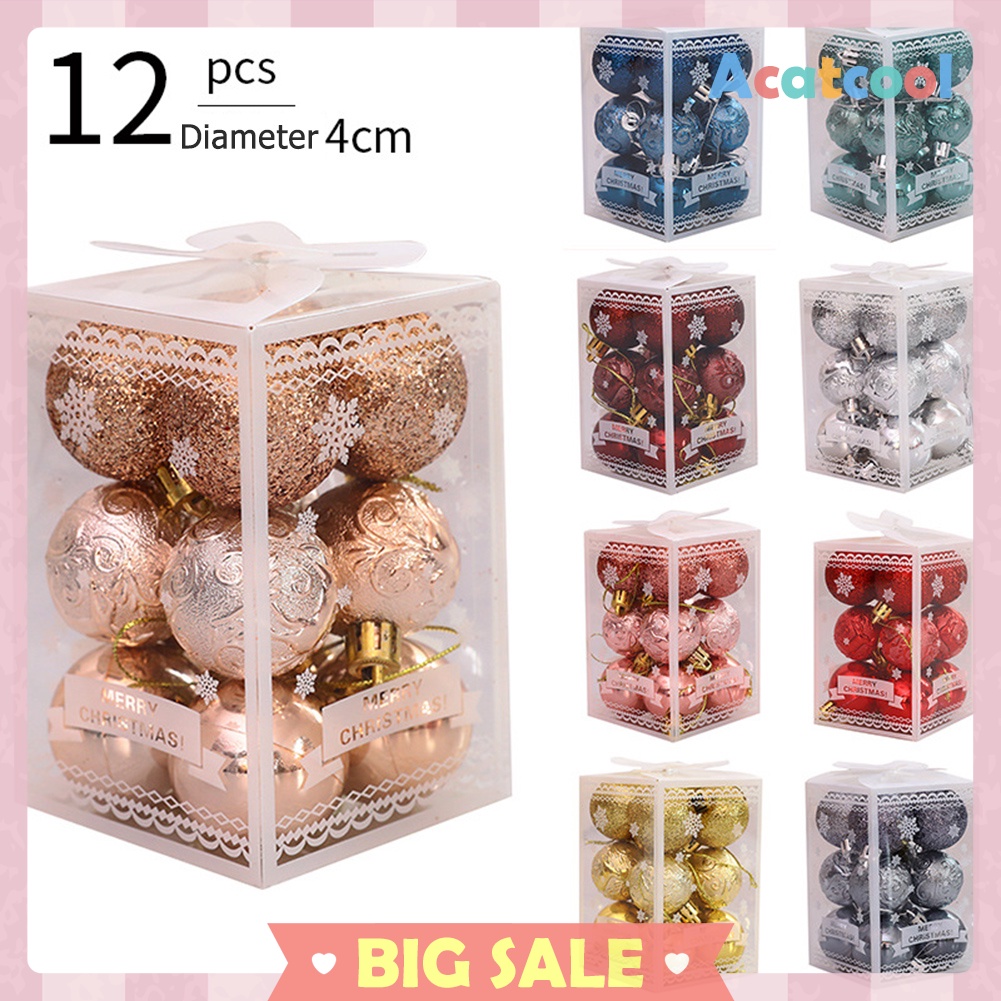 12pcs Christmas Decorative Ball Shatterproof Tree Pendant Balls Ornaments