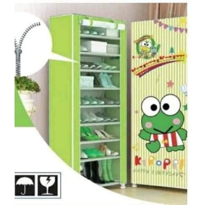 rak sepatu plastik karakter anak doraemon keroppi hello kitty 9 susun