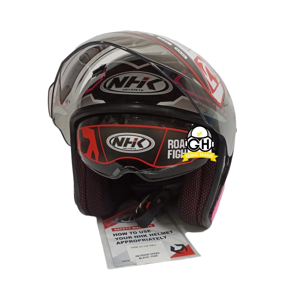 NHK HELM S1 GP PRO REVENGE SPEED BLACK PINK GPPRO DOUBLE VISOR DD-RING