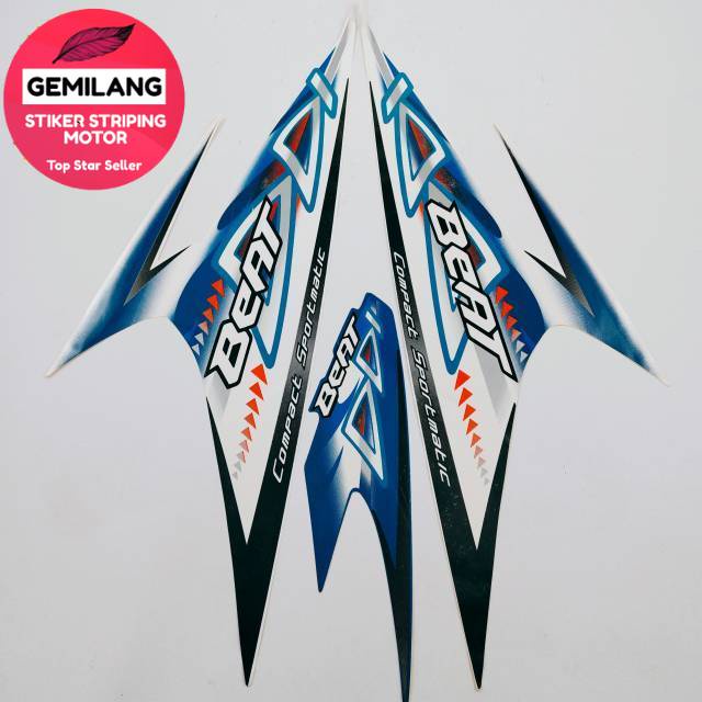 Striping Decal Polet Sticker honda beat karbu 2011 2012 biru list putih list body standar