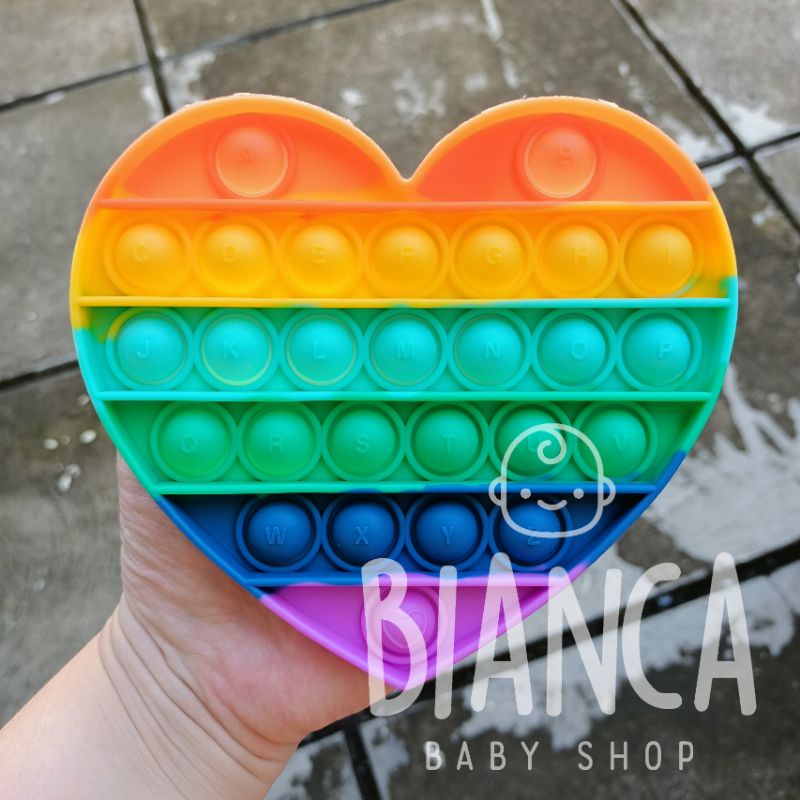 BIANCA - Mainan Anak Pop It Fidget RAINBOW Bubble Push Pop its Fidget Toys-HEART RAINBOW