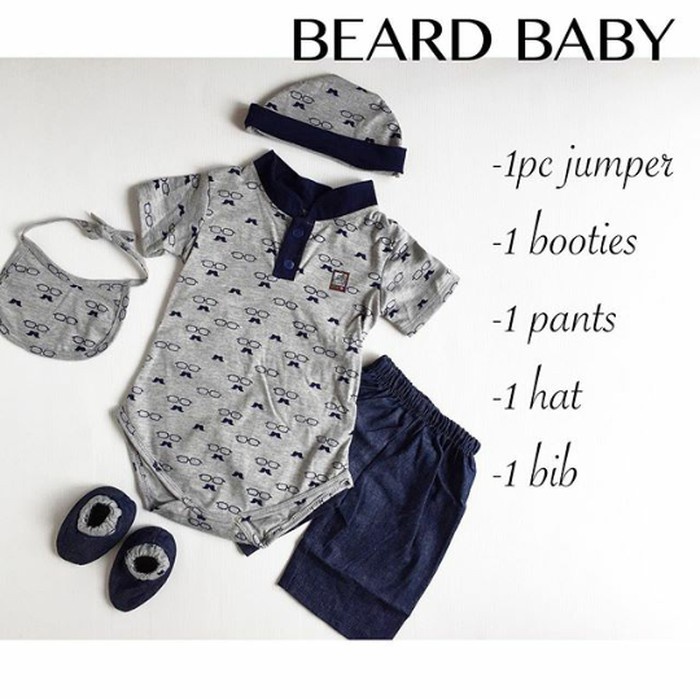 BEARD Baju Celana Bandana Slaber Bib Tatakan Iler Sarung Tangan Kado Lahiran Anak Bayi Lucu Terlaris Murah