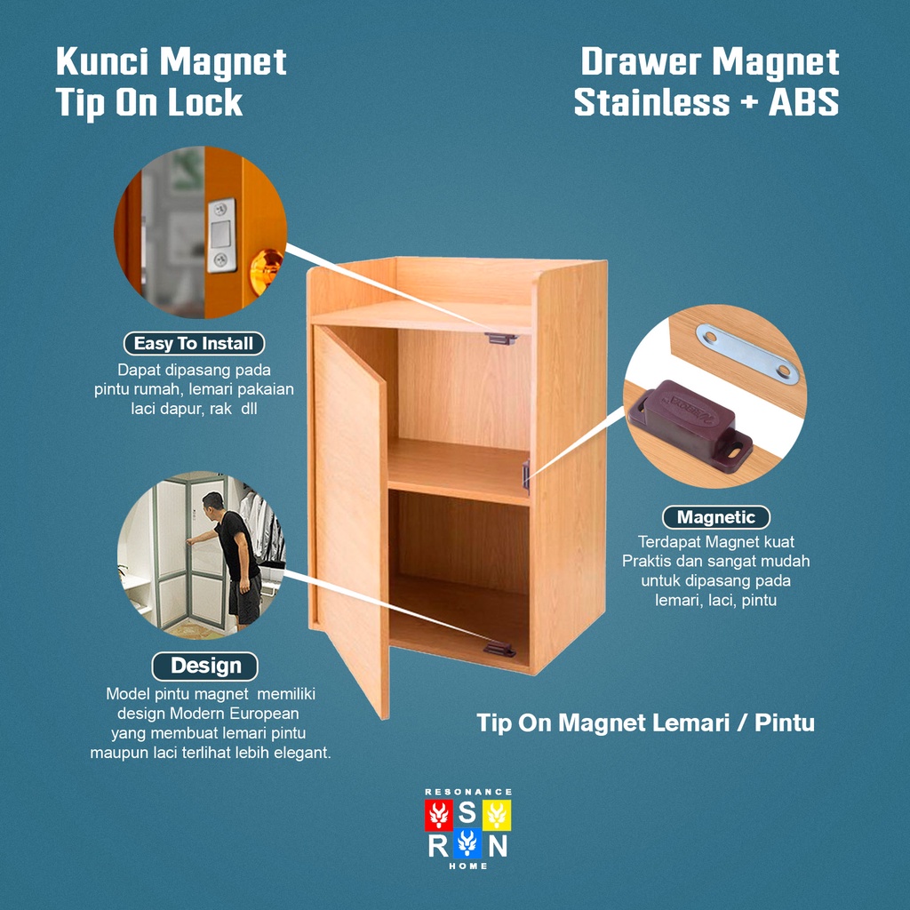 Magnet Pintu Laci Lemari Magnetic Door Stopper Pintu Laci Lemari / Drawer Magnet Resonance Home