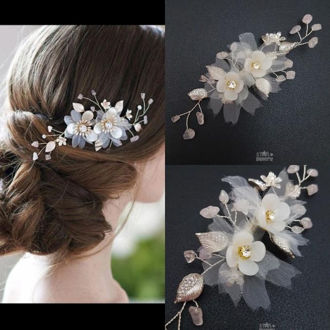 Hiasan Sanggul Pesta Pengantin Hiasan Rambut Aksesoris Sanggul J36