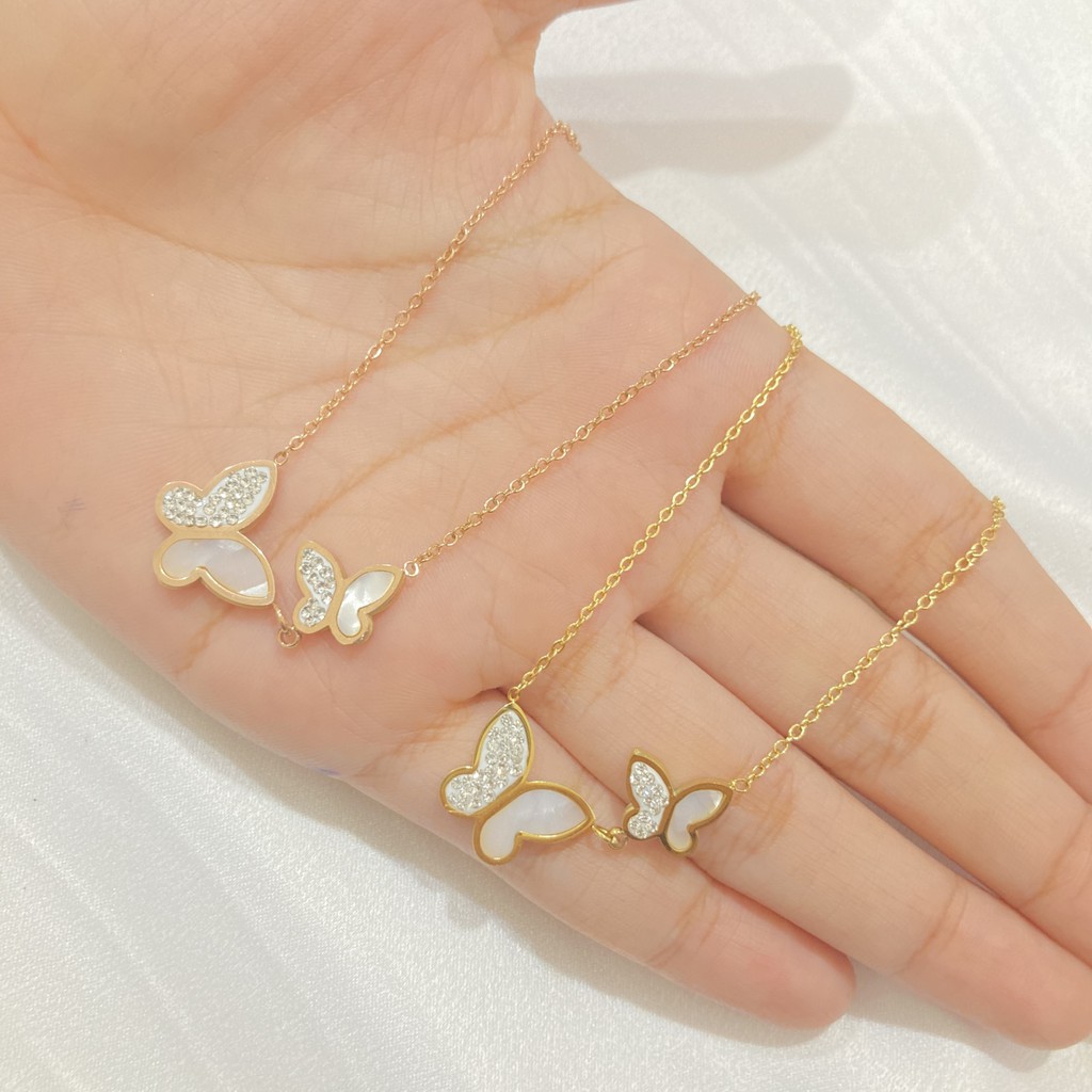 Kalung Kupu - Kupu Titanium Wanita Aksesoris Fashion Korea Import