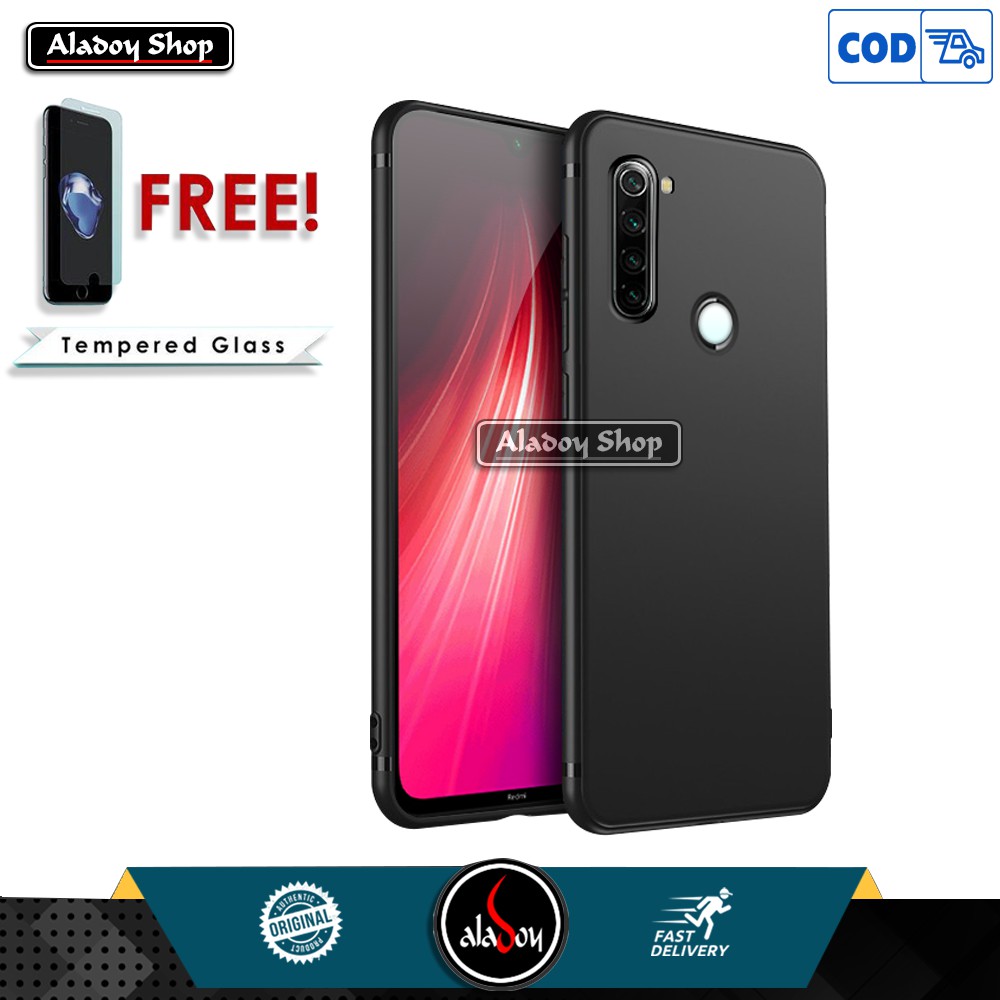 Case Xiaomi Redmi Note 8 , Note 8 Pro Ultra Slim Premium Softcase + Antigores Tempered Glass Layar