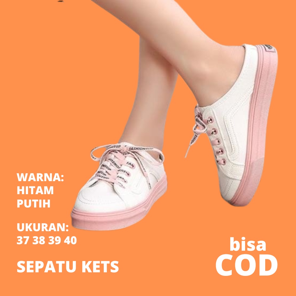 RJ Sepatu Wanita Spatu Kets Casual Putih Import Original Tanpa Tali Mahal Kekinian Untuk Kerja Model