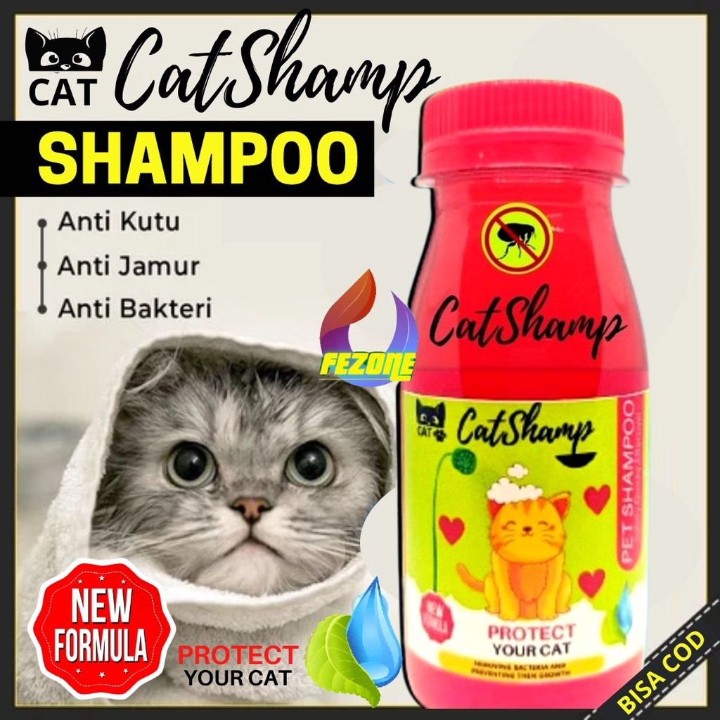 Shampo Kucing Anti Kutu Jamur dan Mencegah Rontok CATSHAMP 80ml Aroma Wangi Bebas Kutu Jamur dan Bakteri BUKTIKAN FEZONE