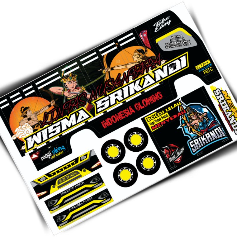 lembaran pola stiker miniatur truk oleng SRIKANDI