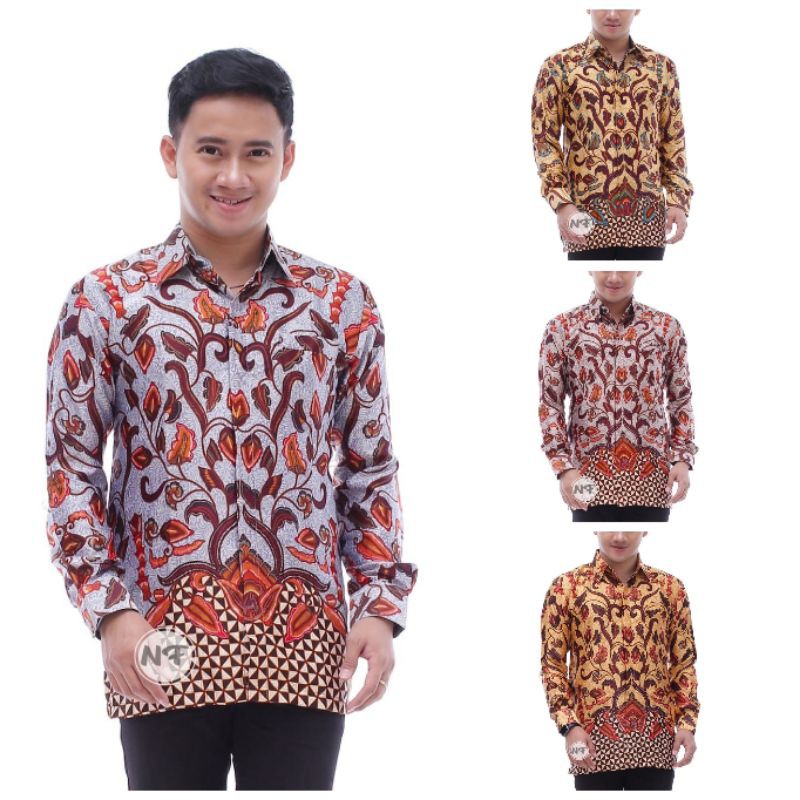 KEMEJA BATIK SEMI SUTRA SILKY PREMIUM SUPER BERFURING BATIK PEKALONGAN HALUS M L XL XXL panjang