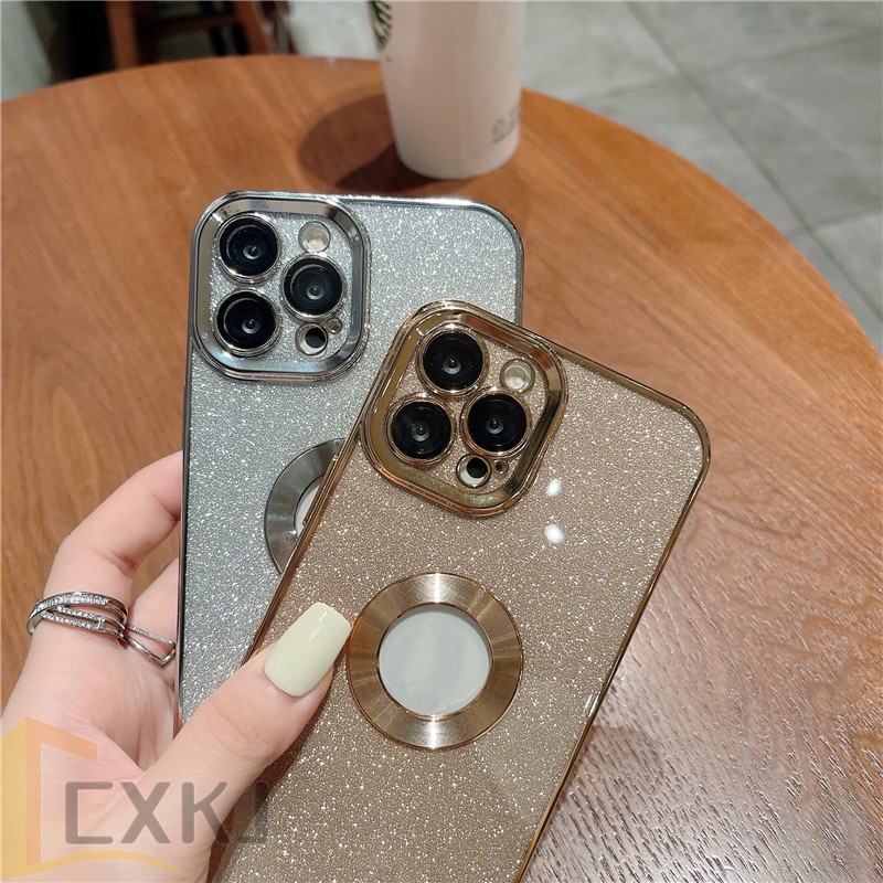 Soft Case Plating Glitter Gradasi Shockproof Cover iPhone 11 12 13 Pro MAX XR XS MAX 7 + 8 Plus 6D