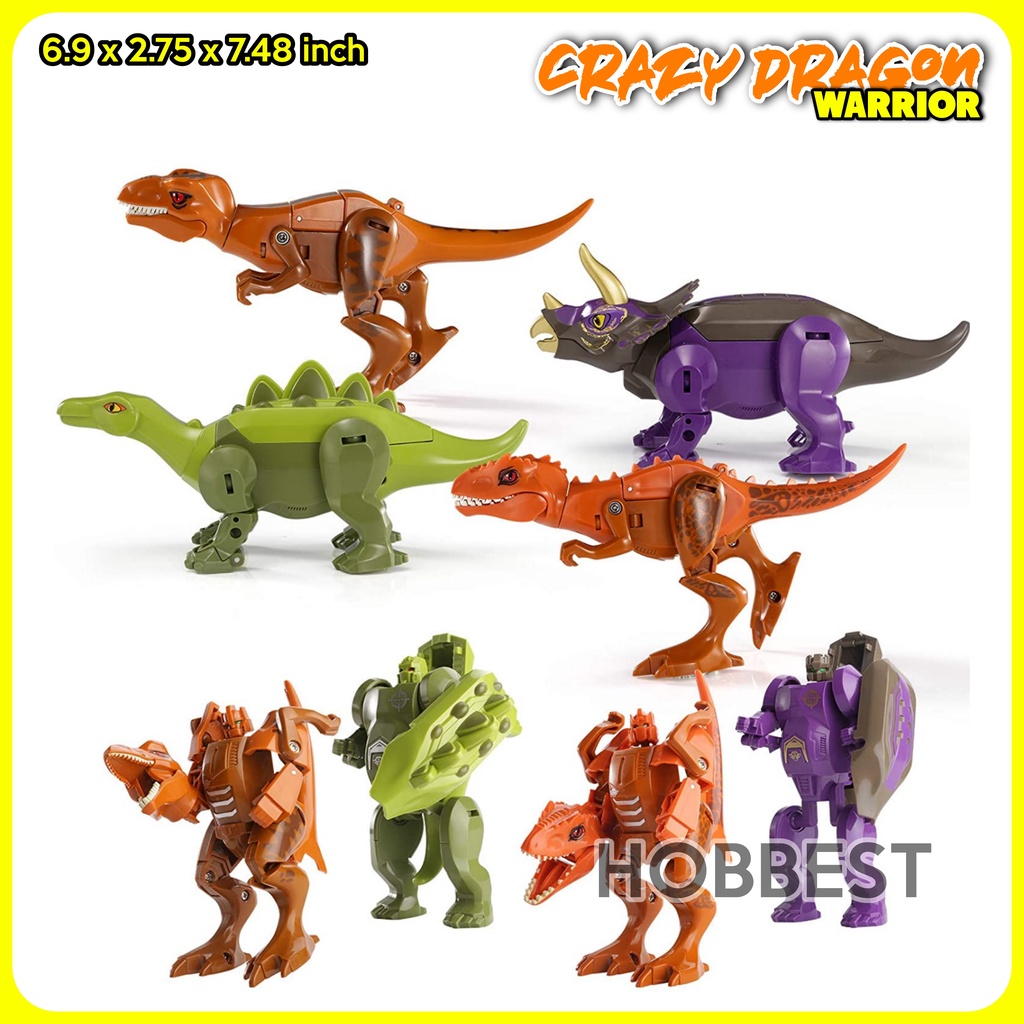 CRAZY DRAGON WARRIOR Action Figure Miniatur Pajangan Mainan Topper Mainan Robot Dinosaurus