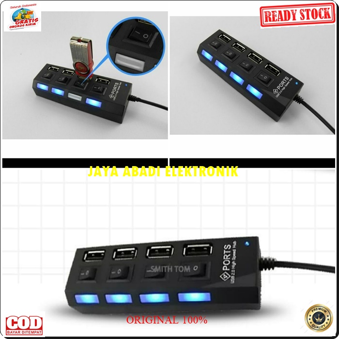 G247 ORIGINAL USB HUB 4 PORT SAKLAR SLOT PENAMBAH SAMBUNGAN CABANG IN OFF 4IN1 CABEL KABEL CABLE KONEKTOR KOMPUTER FLASH DISC DRIVE PENGHYBUBG ADAPTOR ADAPTER  ORIGINAL usb hub saklar 4port port slot sambungan device alat penambah cabang On Off 4in1 cable