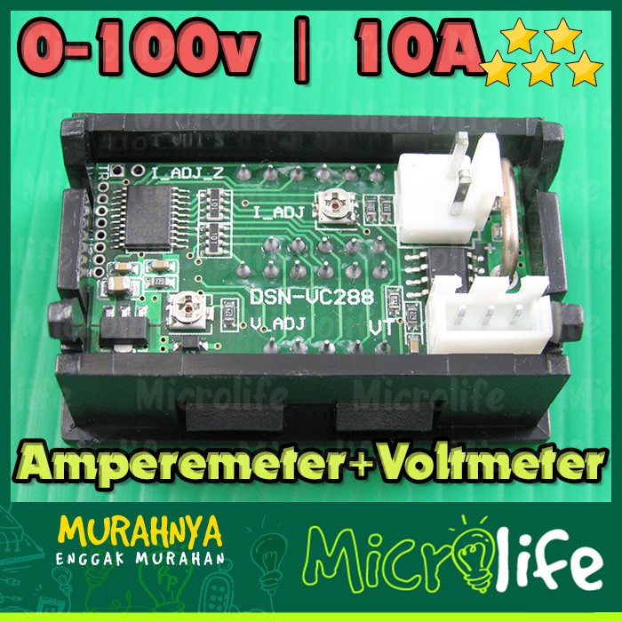 COMBO AMPEREMETER + VOLTMETER DIGITAL FRAME 0-100v 10A