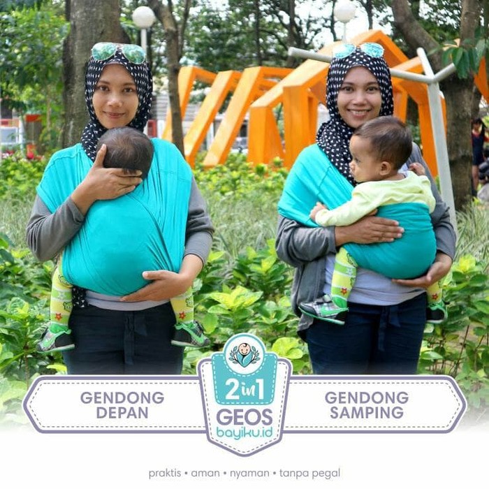 Bayiku Upgrade MEDIUM (M) Geos 2in1 With Sashbelt Instant Baby Wrap Sash Belt Gendongan Bayi Instan WHS