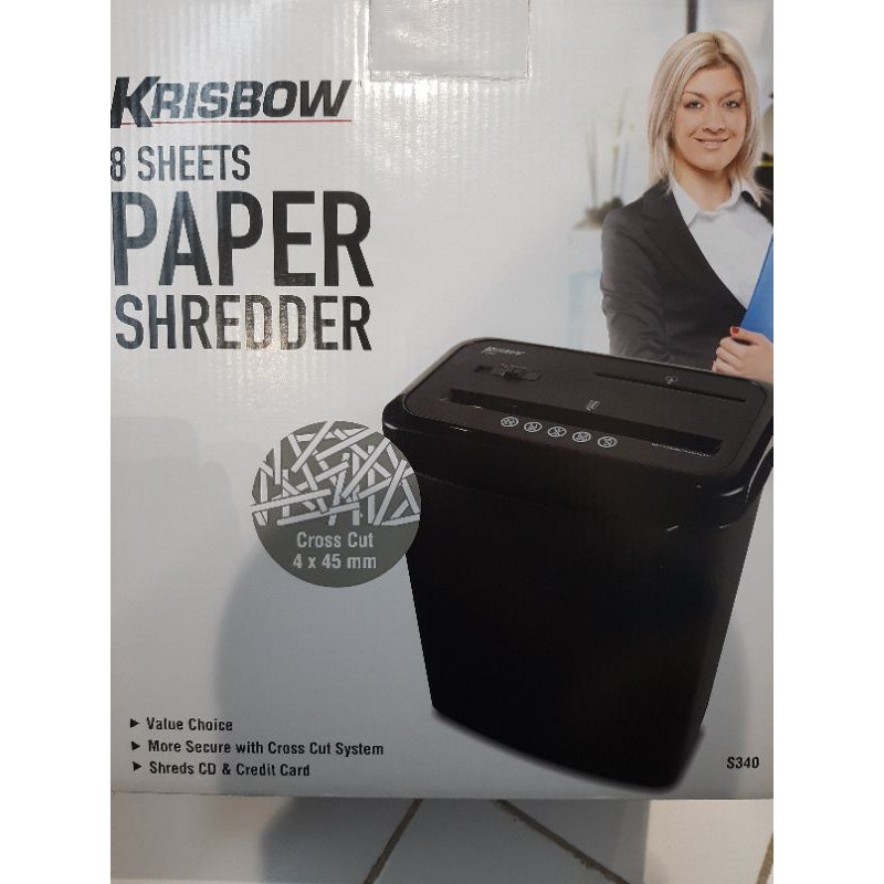 krisbow papper shredder mesin penghancur pemotong kertas cd kartu kredit krisbow S340