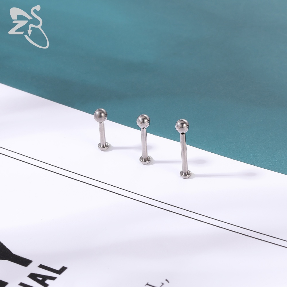 1pc Anting Tindik Bibir / Tulang Rawan Telinga Bahan Titanium Steel Hias Kristal Cz 2 / 3 / 4 / 5mm 16g