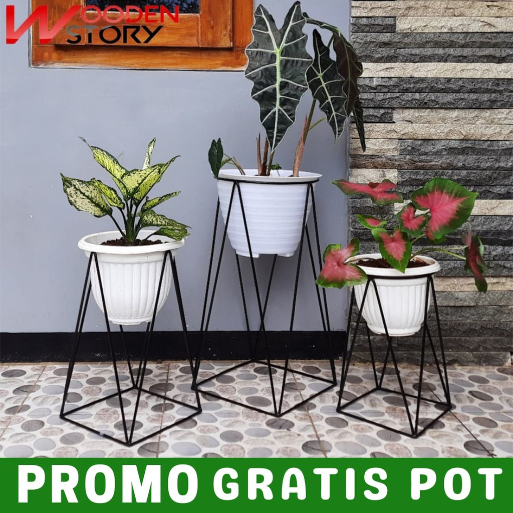 3 Standing pot - standing pot - standing bunga - standing besi bunga - standing pot besi