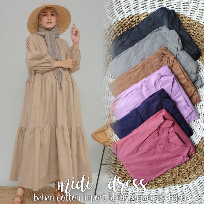 GAMIS MIDI KATUN MINYAK PREMIUM // ATASAN MUSLIM DRESS