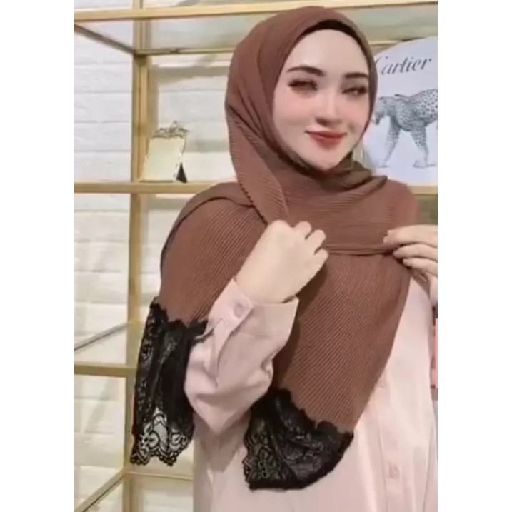 PASHIMNA PLISKET RENDA BRUKAT / PASHMINA PLISKET BROKAT BAHAN DIAMOND PREMIUM