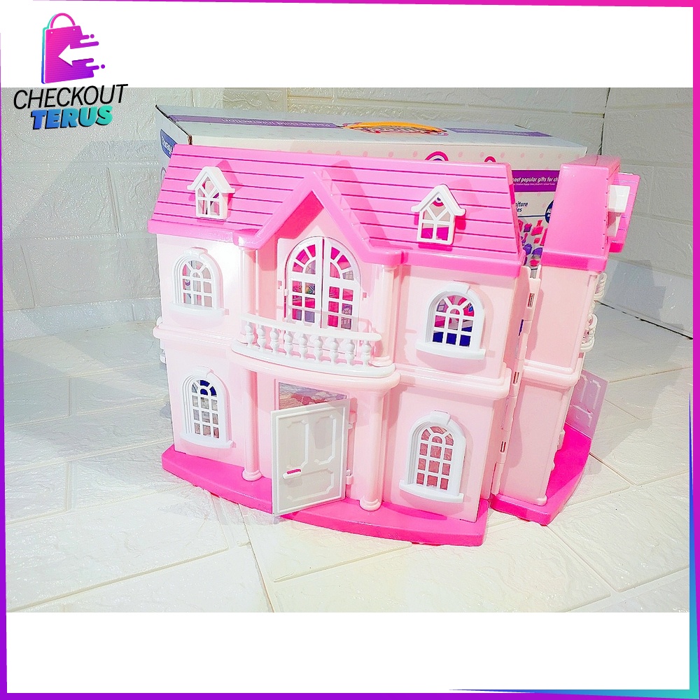 CT M123 Mainan Rumah Rumahan Perabot Dengan Koper Troli Ada Suara Mainan Rumah Anak Perempuan Set Lengkap