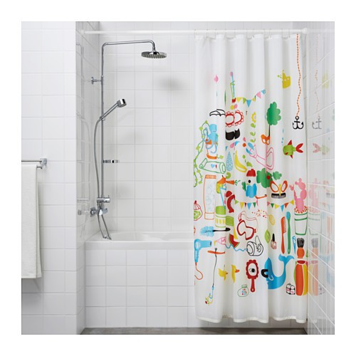 BOTAREN Batang tirai shower, Putih 120 200 cm