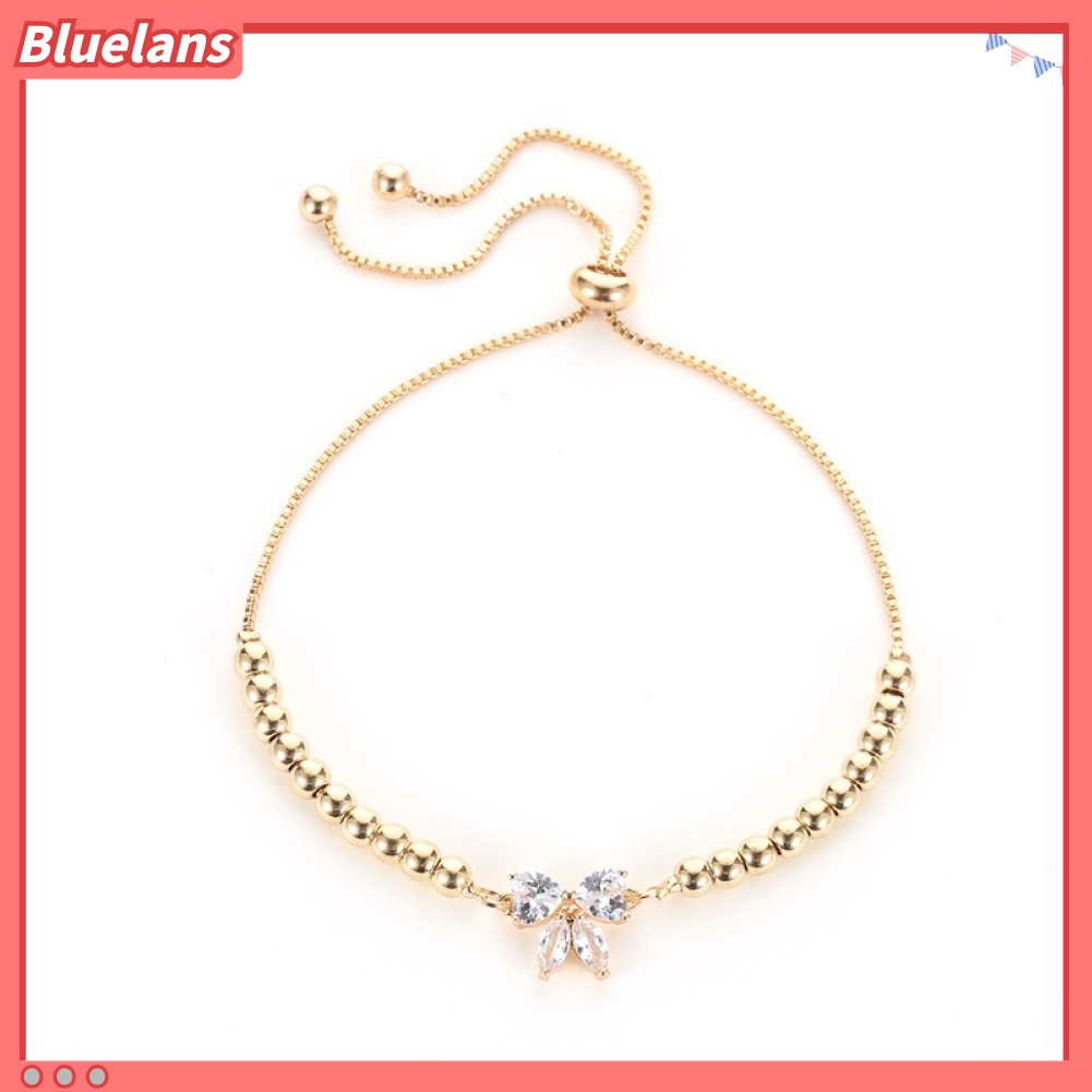 Bluelans Women Fashion Adjustable Cubic Zirconia Bow-Knot Design Bracelet Jewelry Gift