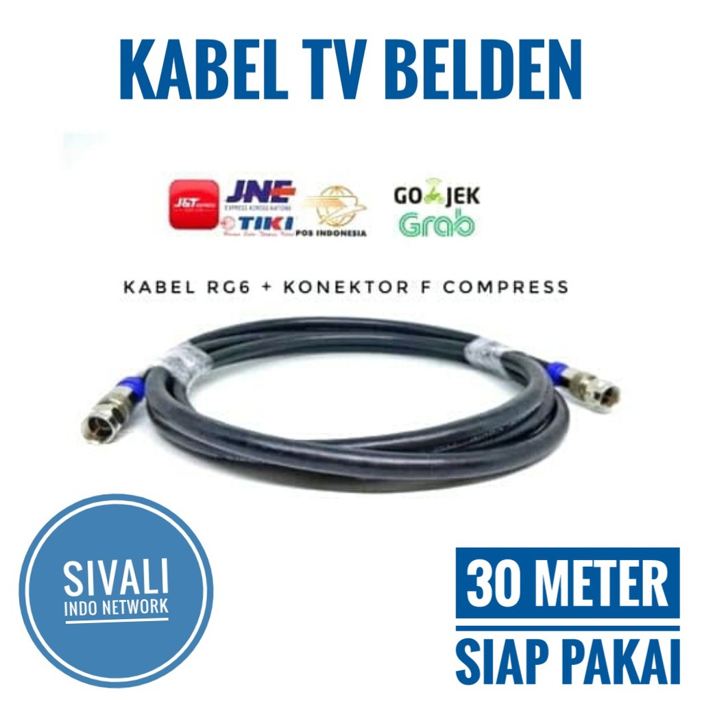 KABEL TV BELDEN F COMPRESS PANJANG 30 METER SIAP PAKAI