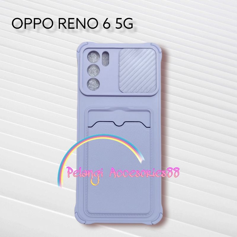 CASE OPPO RENO 6 5G SOFTCASE SLEDING WARNA WARNI SLOT CARD