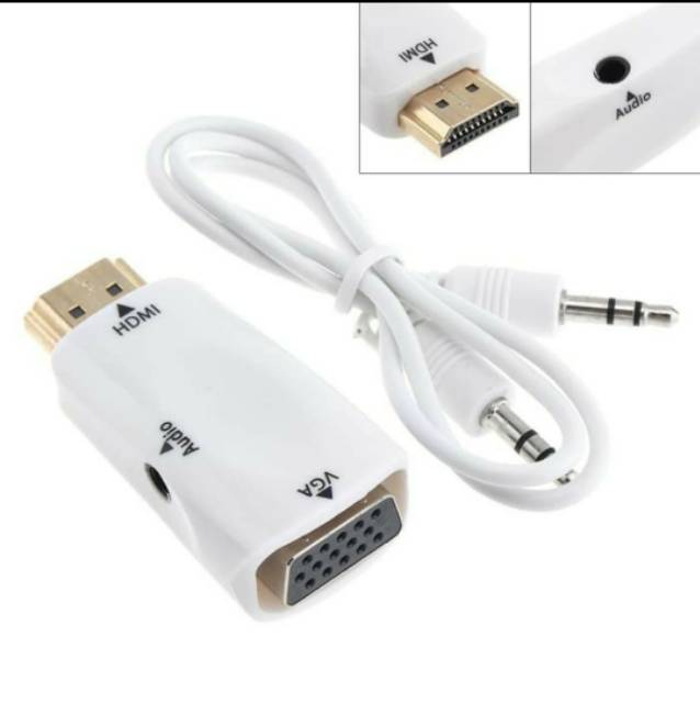 [COD] KONVERTER CONVERTER KONEKTOR HDMII TO VGA ADAPTER WITH PORT AUDIO 1080P / DARI LAPTOP KE PROYEKTOR PROJECTOR MONITOR