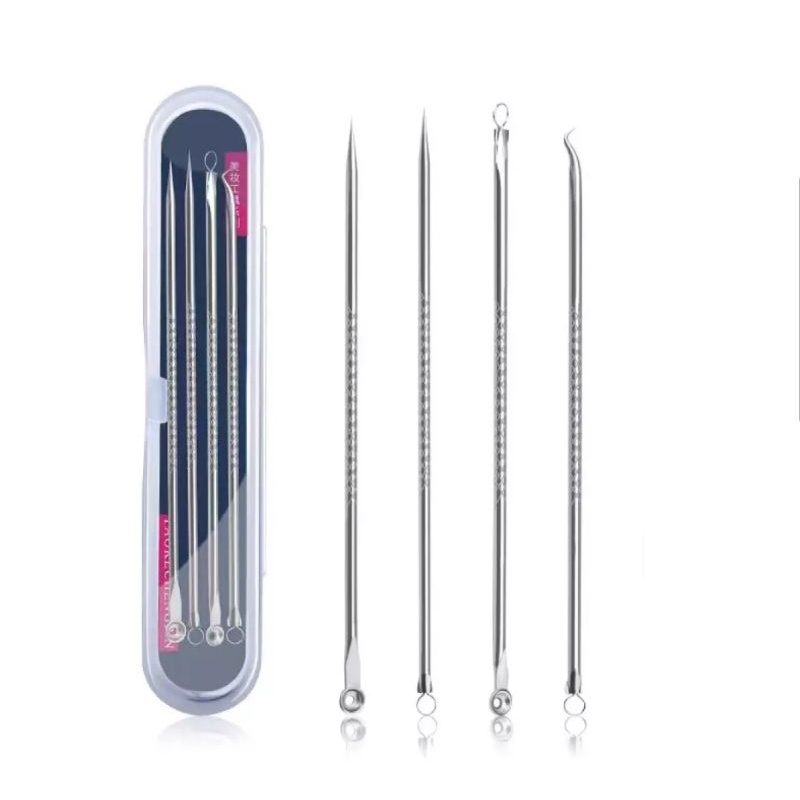 PINSET KOMEDO 4IN 1 STAINLESS STELL ALAT PENCET JERAWAT DAN KOMEDO ISI 4PCS PINSET JERAWAT 4 IN 1