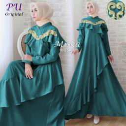 MISKA SYARI (PU) BAJU MAXI DRESS MUSLIM LENGAN PANJANG GAMIS WANITA DEWASA MURAH CEWEK KEKINIAN