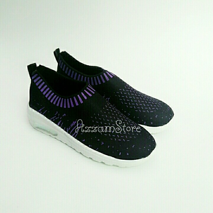 sepatu wanita  SLIP ON CASUAL EAGLE HITAM VIOLET