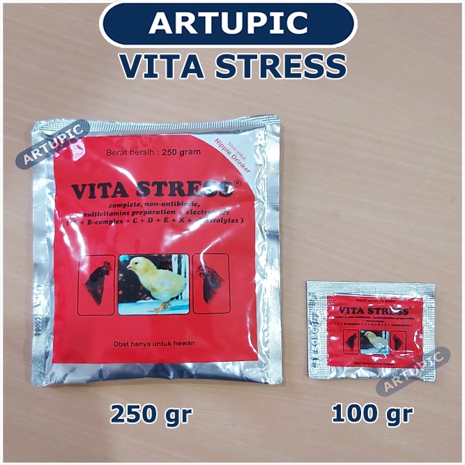 Vita Stress 250 gram Vitamin Elektrolit Multivitamin Ayam mencegah stress ayam unggas tumbuh bulu