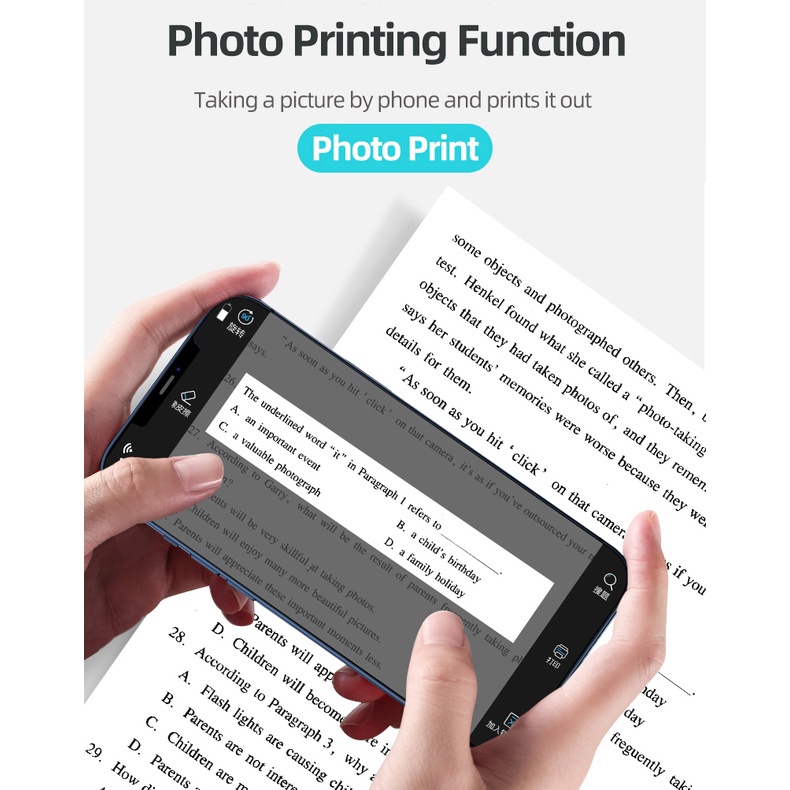Mini Thermal Printer Nirkabel Bluetooth Portabel Printer Gambar Penerimaan Barcode Printer suite untuk Android IOS